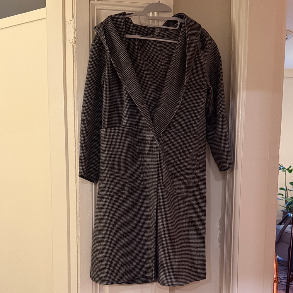 Women’s black and grey long coat